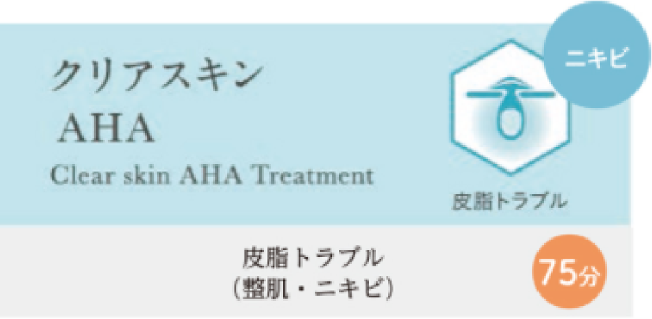 クリアスキン AHA Clear skin AHA Treatment 皮脂トラブル（整肌・ニキビ）75分